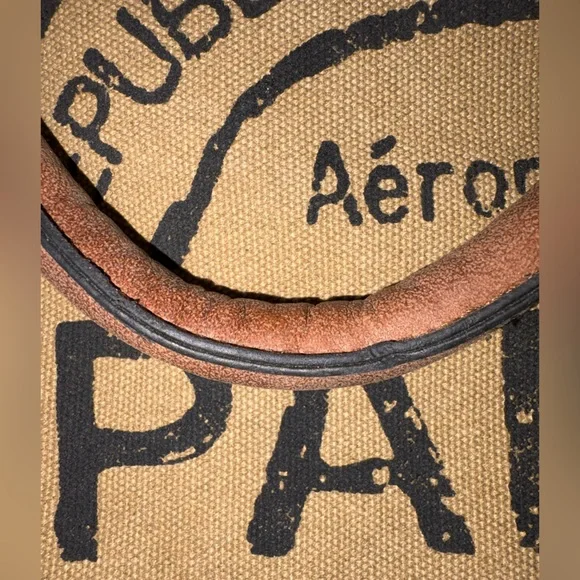 Paris Airport Canvas Tote Bag|French Graphic Travel Bag|leather trim - Picture 5 of 12